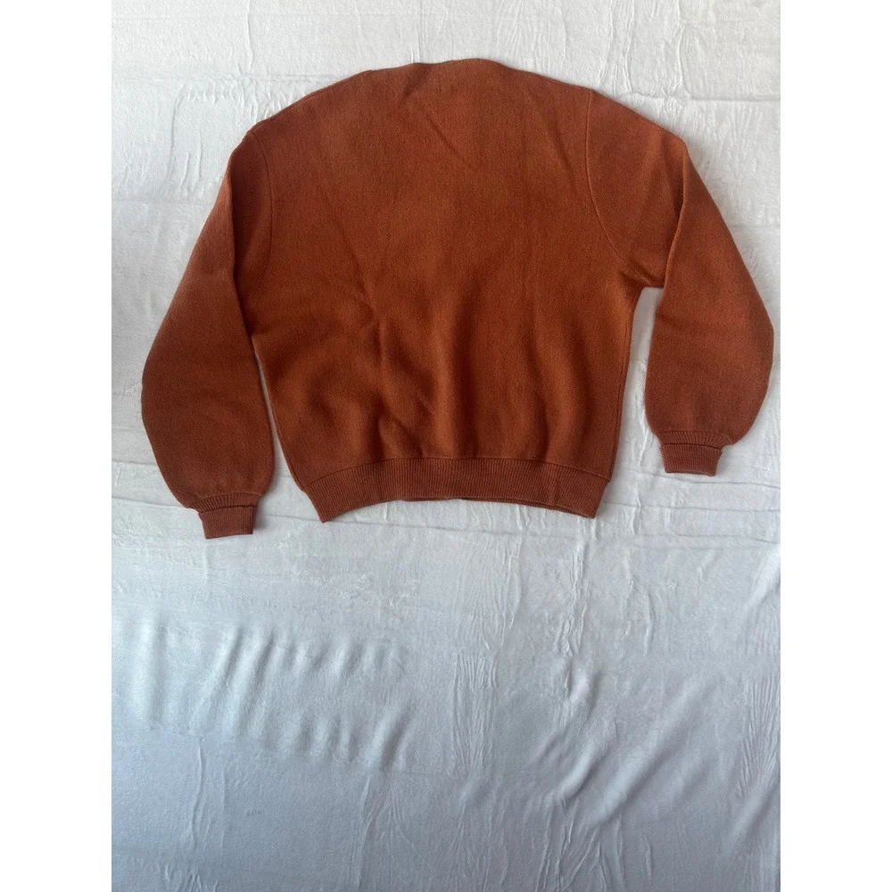 Robert Bruce Arnold Palmer Cardigan Sweater Rust Orange XL Button Up Made in USA